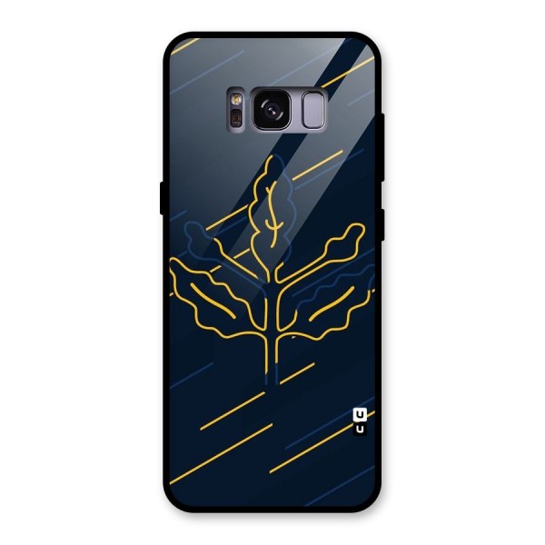 Yellow Leaf Line Glass Back Case for Galaxy S8