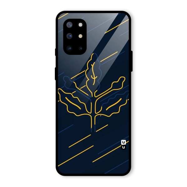 Yellow Leaf Line Glass Back Case for OnePlus 8T