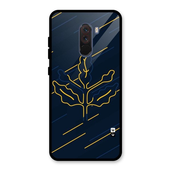 Yellow Leaf Line Glass Back Case for Poco F1