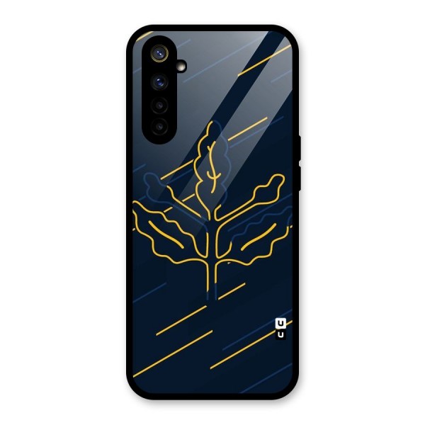 Yellow Leaf Line Glass Back Case for Realme 6