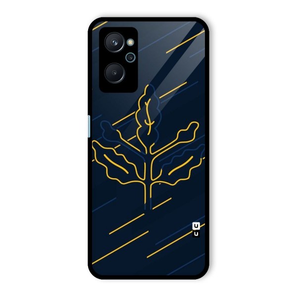 Yellow Leaf Line Glass Back Case for Realme 9i