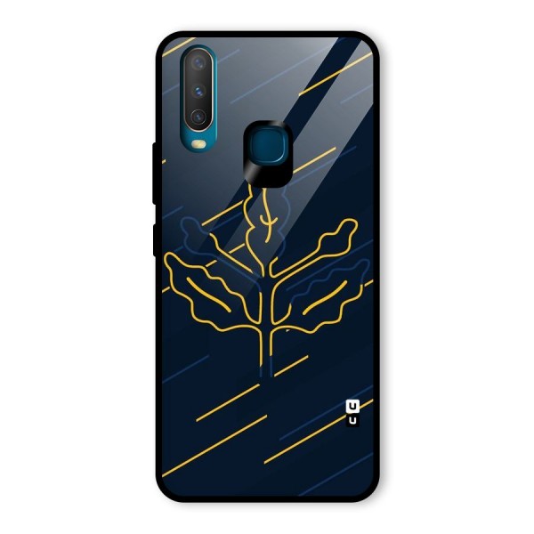 Yellow Leaf Line Glass Back Case for Vivo Y12