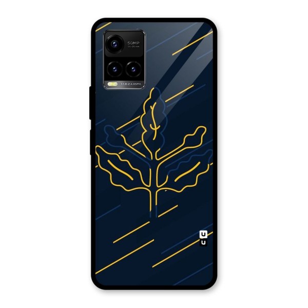 Yellow Leaf Line Glass Back Case for Vivo Y21A