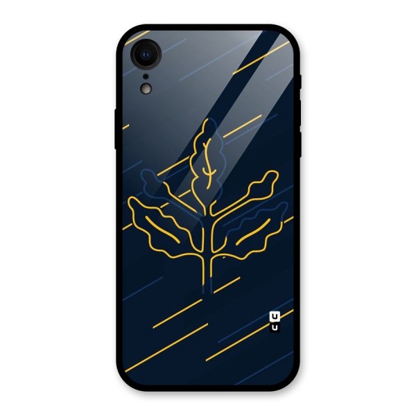 Yellow Leaf Line Glass Back Case for XR