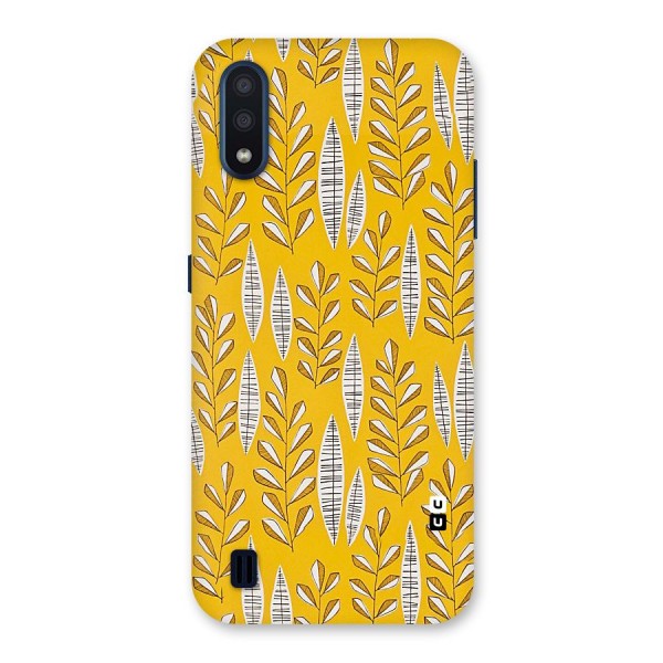 Yellow Leaf Pattern Back Case for Galaxy M01