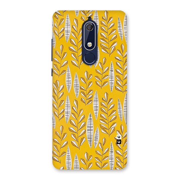 Yellow Leaf Pattern Back Case for Nokia 5.1