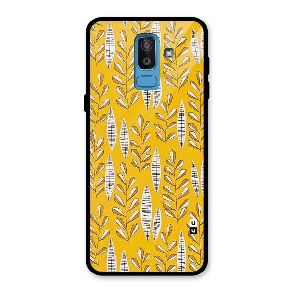 Yellow Leaf Pattern Glass Back Case for Galaxy J8