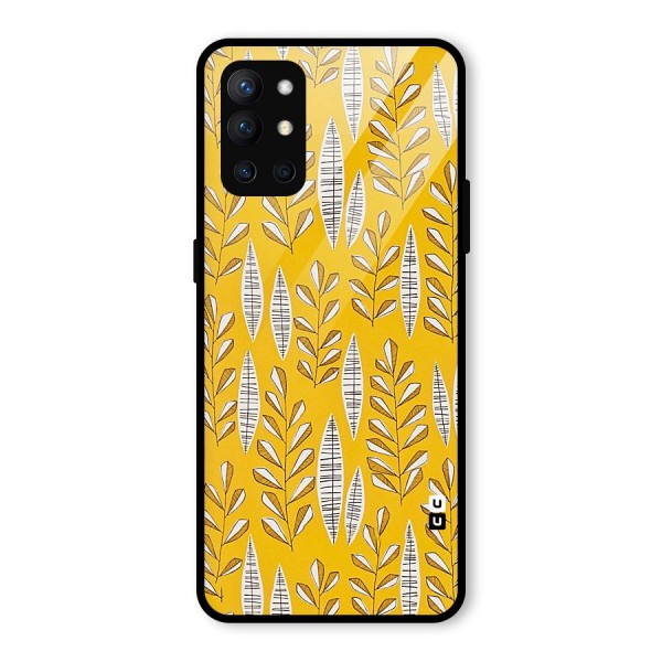 Yellow Leaf Pattern Glass Back Case for OnePlus 9R
