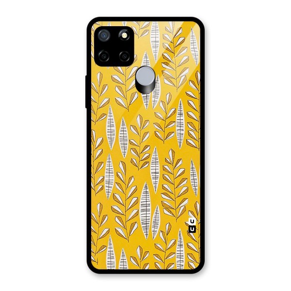 Yellow Leaf Pattern Glass Back Case for Realme C15