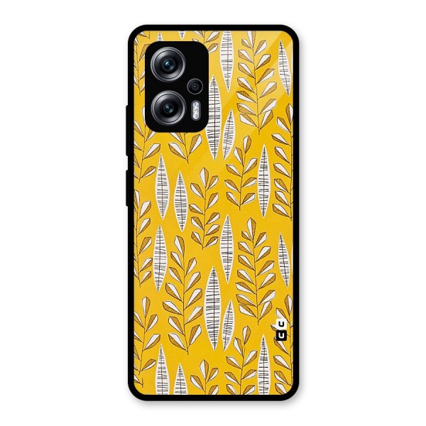 Yellow Leaf Pattern Glass Back Case for Redmi K50i