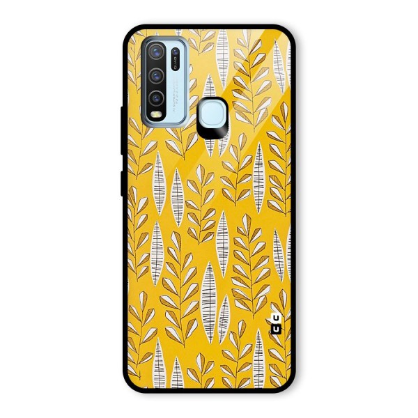 Yellow Leaf Pattern Glass Back Case for Vivo Y50