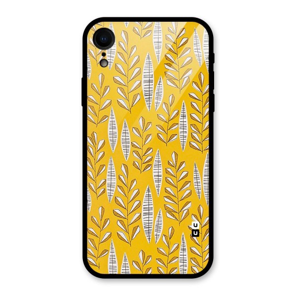 Yellow Leaf Pattern Glass Back Case for XR