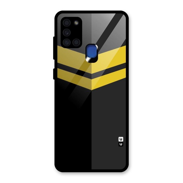 Yellow Lines Glass Back Case for Galaxy A21s