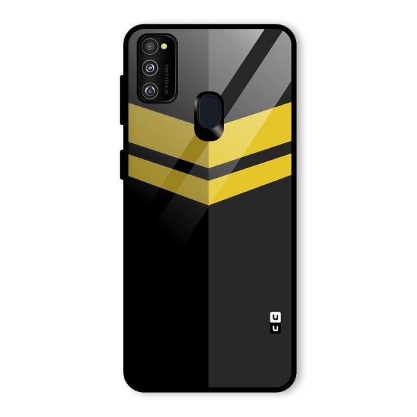 Yellow Lines Glass Back Case for Galaxy M21