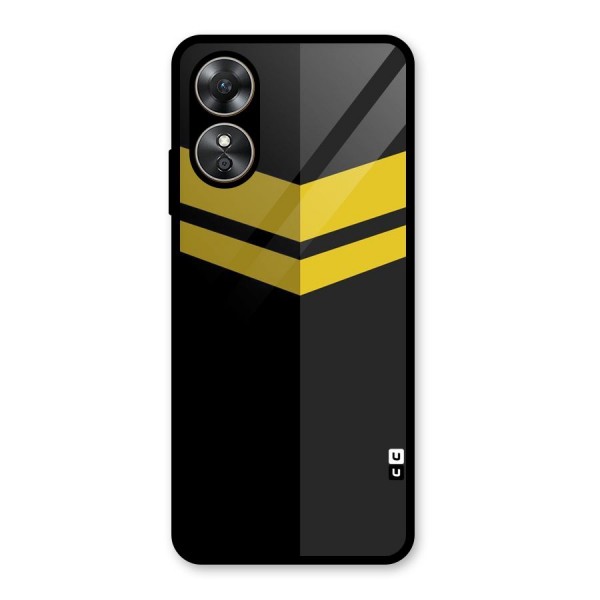 Yellow Lines Glass Back Case for Oppo A17