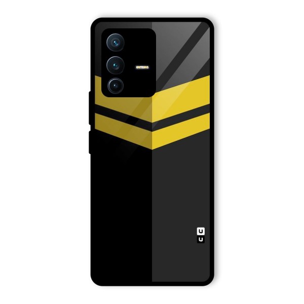 Yellow Lines Glass Back Case for Vivo V23 Pro