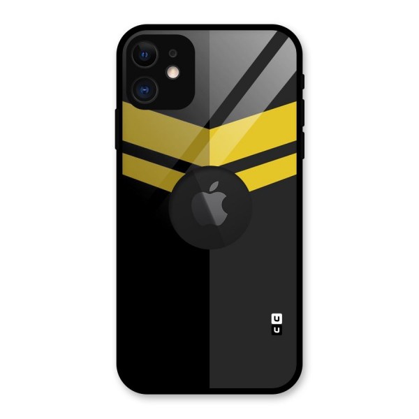 Yellow Lines Glass Back Case for iPhone 11 Logo Cut