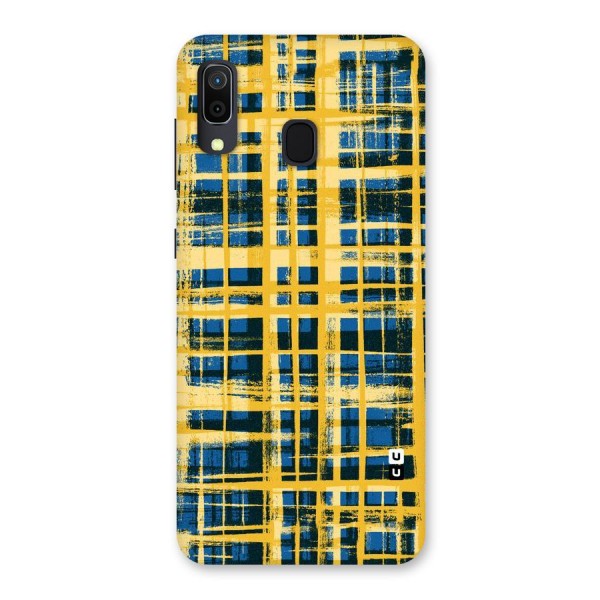 Yellow Rugged Check Design Back Case for Galaxy A20