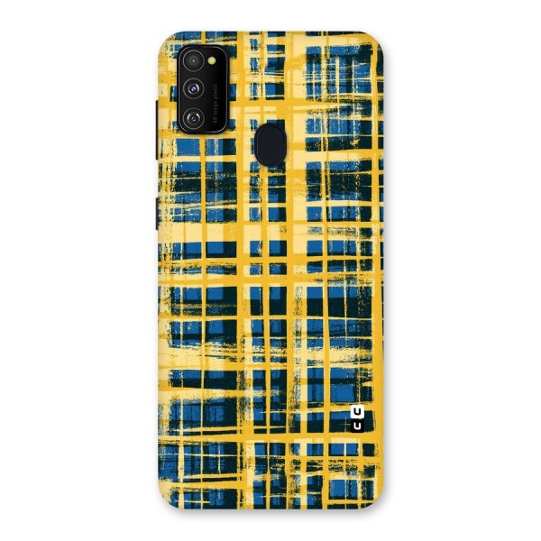 Yellow Rugged Check Design Back Case for Galaxy M21