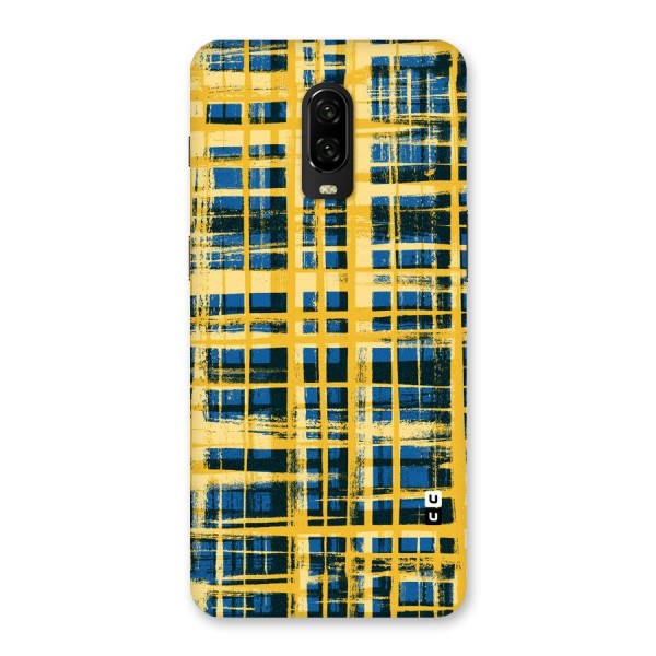 Yellow Rugged Check Design Back Case for OnePlus 6T