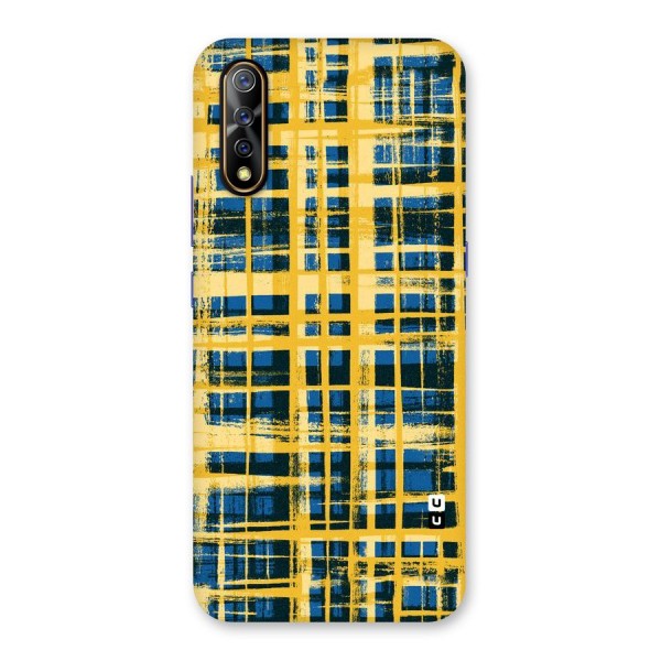 Yellow Rugged Check Design Back Case for Vivo S1