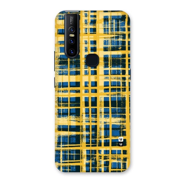 Yellow Rugged Check Design Back Case for Vivo V15