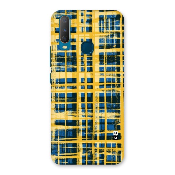 Yellow Rugged Check Design Back Case for Vivo Y15