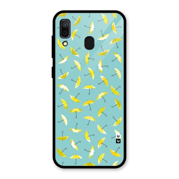 Yellow Umbrella Pattern Glass Back Case for Galaxy A30