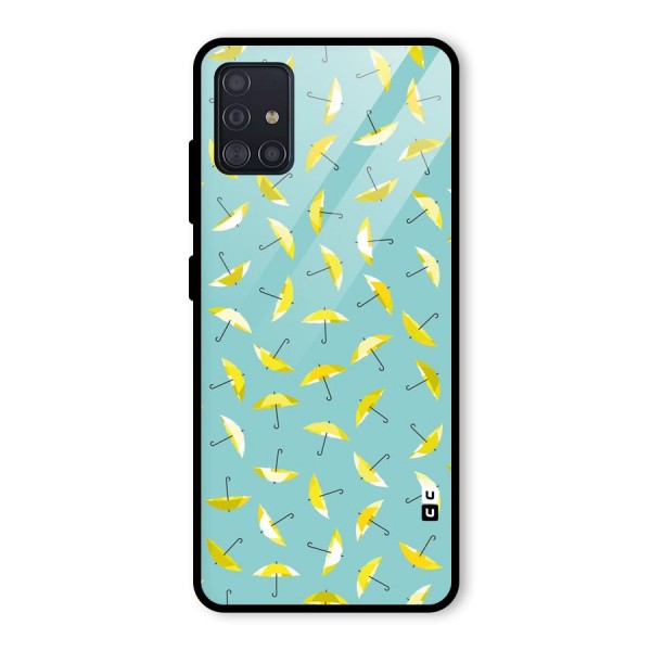 Yellow Umbrella Pattern Glass Back Case for Galaxy A51