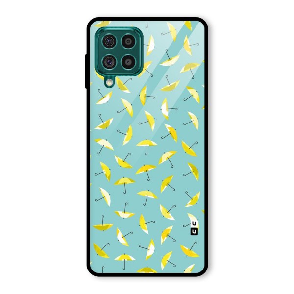 Yellow Umbrella Pattern Glass Back Case for Galaxy F62