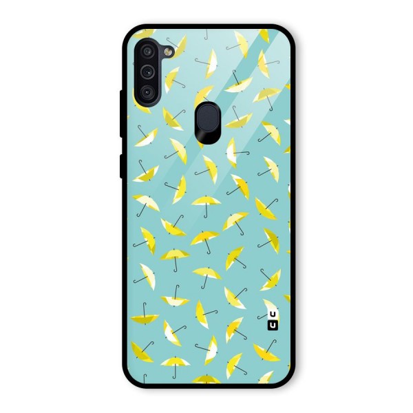 Yellow Umbrella Pattern Glass Back Case for Galaxy M11