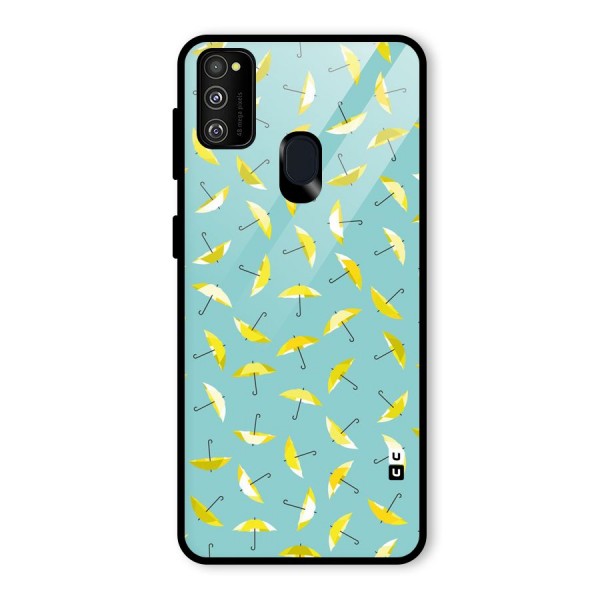 Yellow Umbrella Pattern Glass Back Case for Galaxy M21