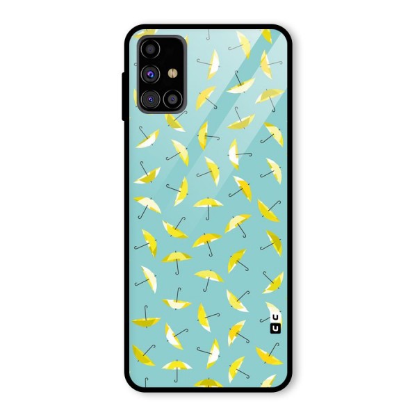 Yellow Umbrella Pattern Glass Back Case for Galaxy M31s