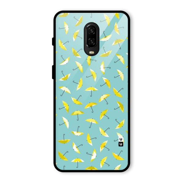 Yellow Umbrella Pattern Glass Back Case for OnePlus 6T