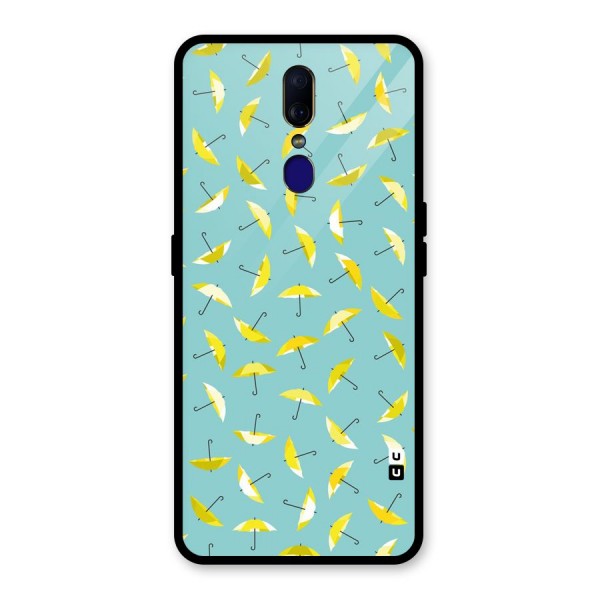 Yellow Umbrella Pattern Glass Back Case for Oppo F11