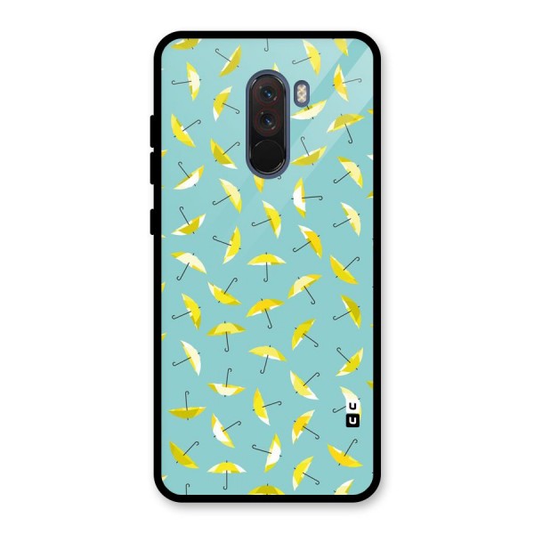 Yellow Umbrella Pattern Glass Back Case for Poco F1