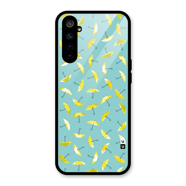 Yellow Umbrella Pattern Glass Back Case for Realme 6