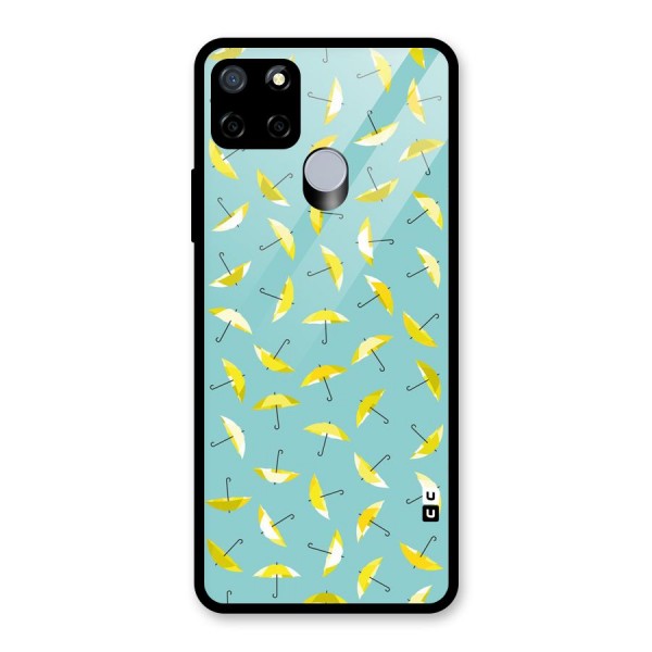 Yellow Umbrella Pattern Glass Back Case for Realme C15