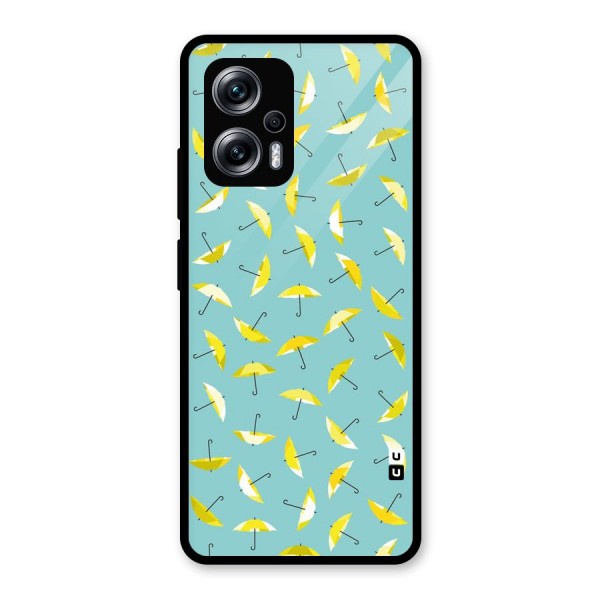 Yellow Umbrella Pattern Glass Back Case for Redmi K50i