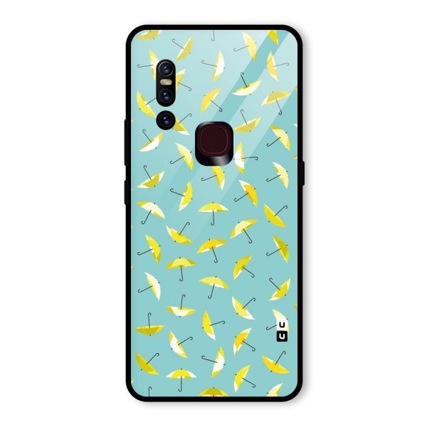 Yellow Umbrella Pattern Glass Back Case for Vivo V15