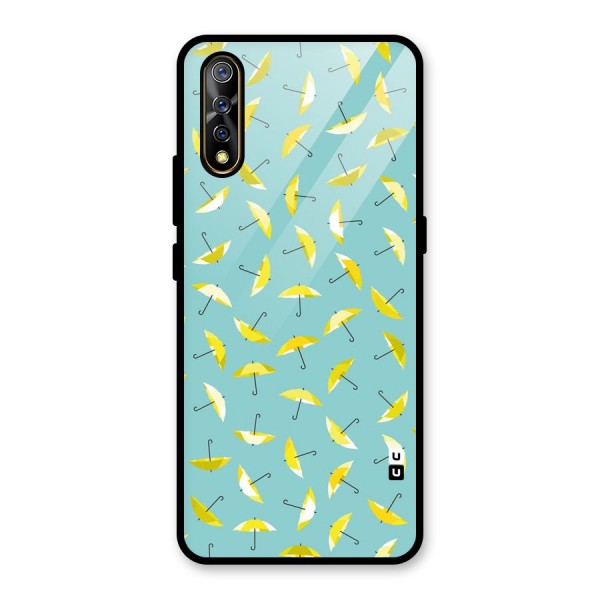 Yellow Umbrella Pattern Glass Back Case for Vivo Z1x