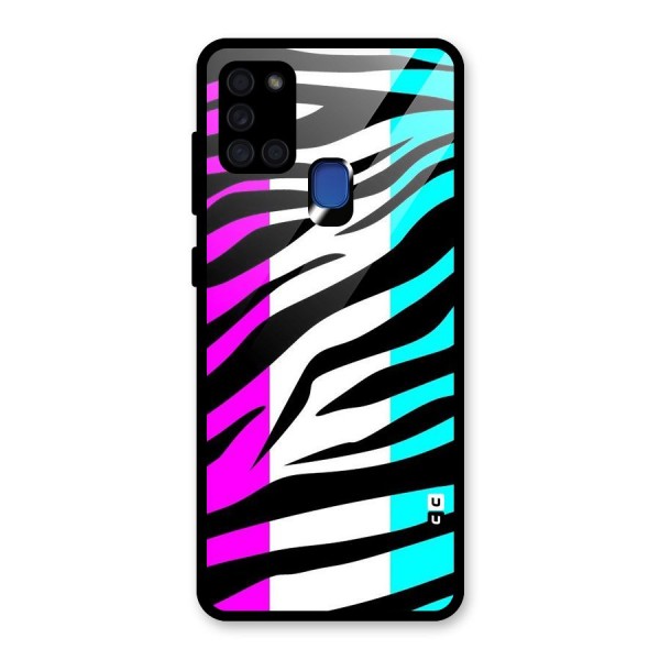 Zebra Texture Glass Back Case for Galaxy A21s