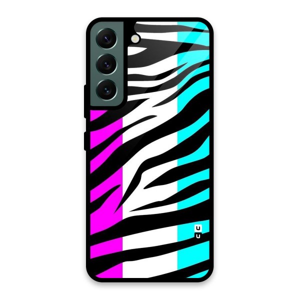 Zebra Texture Glass Back Case for Galaxy S22 5G