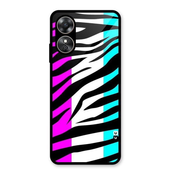 Zebra Texture Glass Back Case for Oppo A17