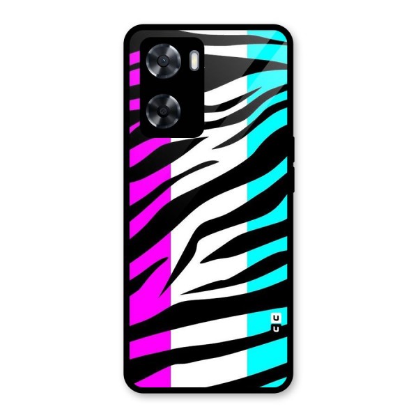 Zebra Texture Glass Back Case for Oppo A57 2022