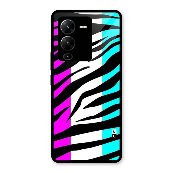 Zebra Texture Glass Back Case for Vivo V25 Pro