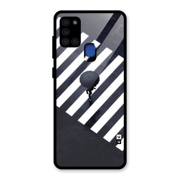 Zebra Walking Glass Back Case for Galaxy A21s