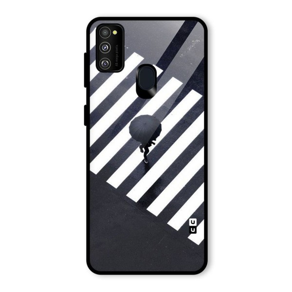 Zebra Walking Glass Back Case for Galaxy M21