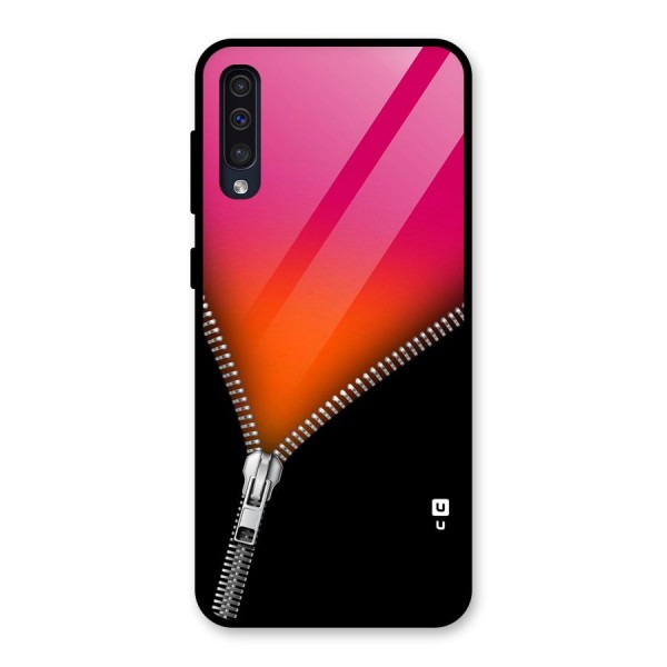 Zipper Print Glass Back Case for Galaxy A50s