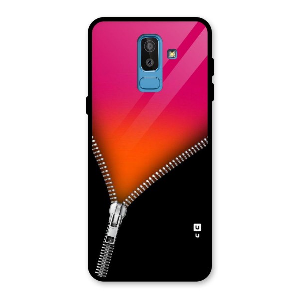 Zipper Print Glass Back Case for Galaxy J8